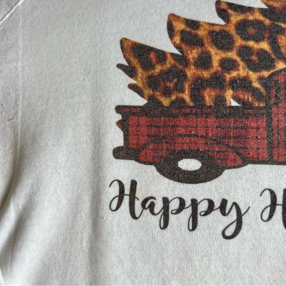 Happy Holidays crew neck, color white, size large - Picture 2 of 3